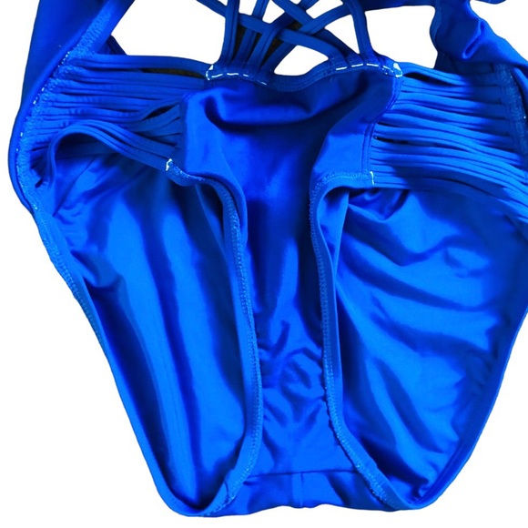 Blue Halter Onepiece Swimsuit - Picture 10 of 10